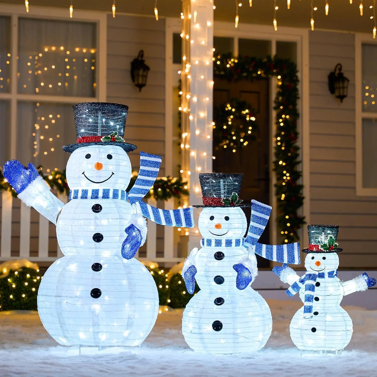 Joyfy Collapsible Snowman Yard Lights With Prelit LEDs