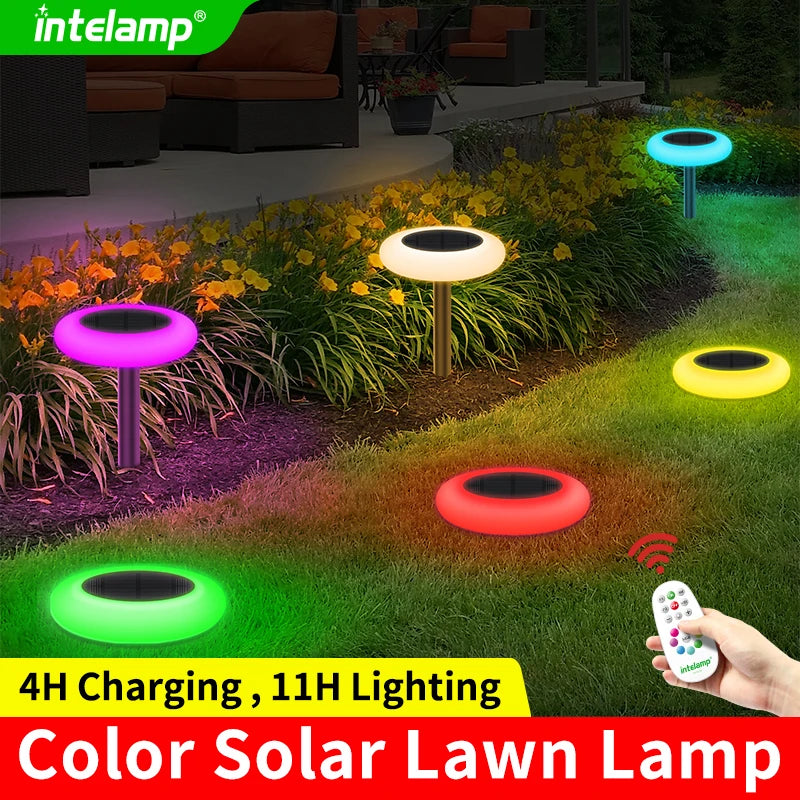 Intelamp Color Changing Solar Pathway Lights for Outdoor Gardens