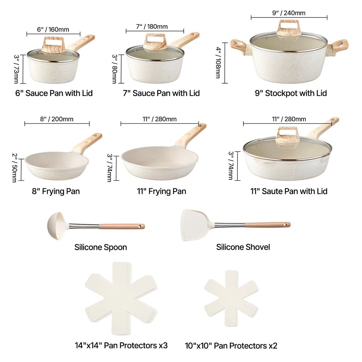 SucceBuy Granite Nonstick Cookware Set Induction Compatible Kitchen