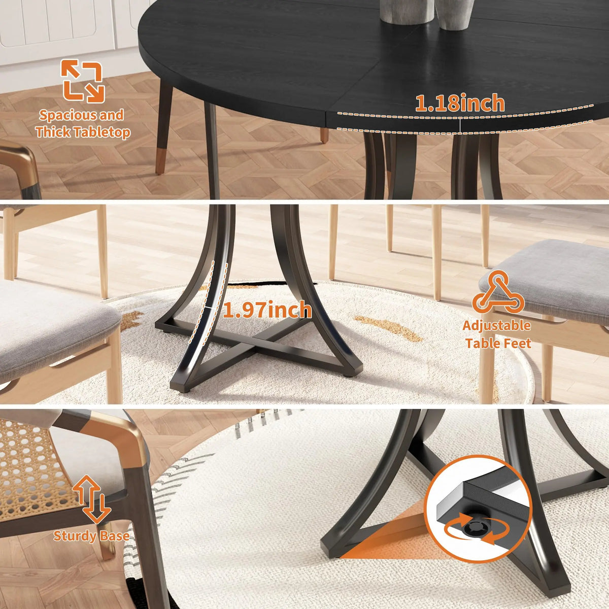 Round Dining Table With Wooden Pedestal Base For Modern Homes