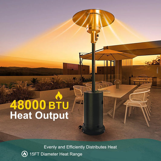 HiMISS 48000 BTU Propane Patio Heater Wind Resistant Portable