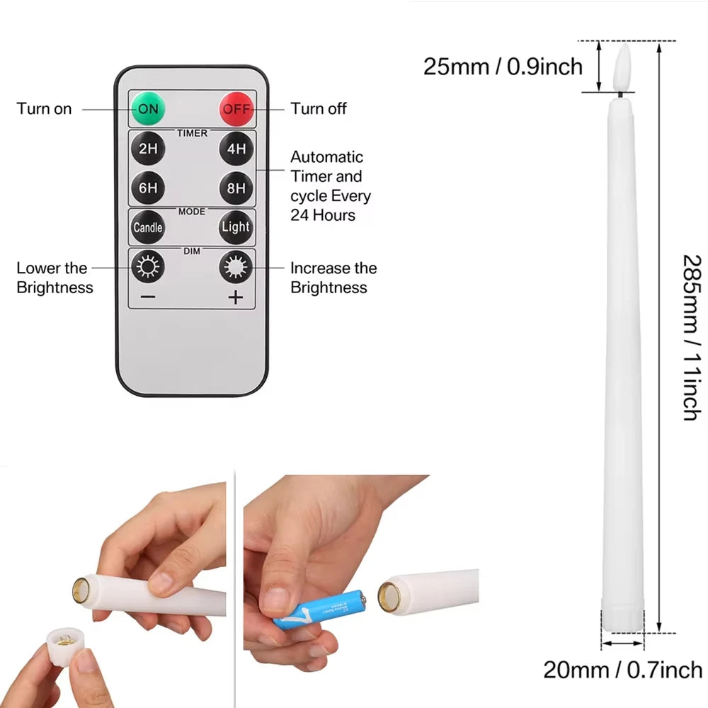 LED Flameless Taper Candles With Remote For Elegant Home Celebrations