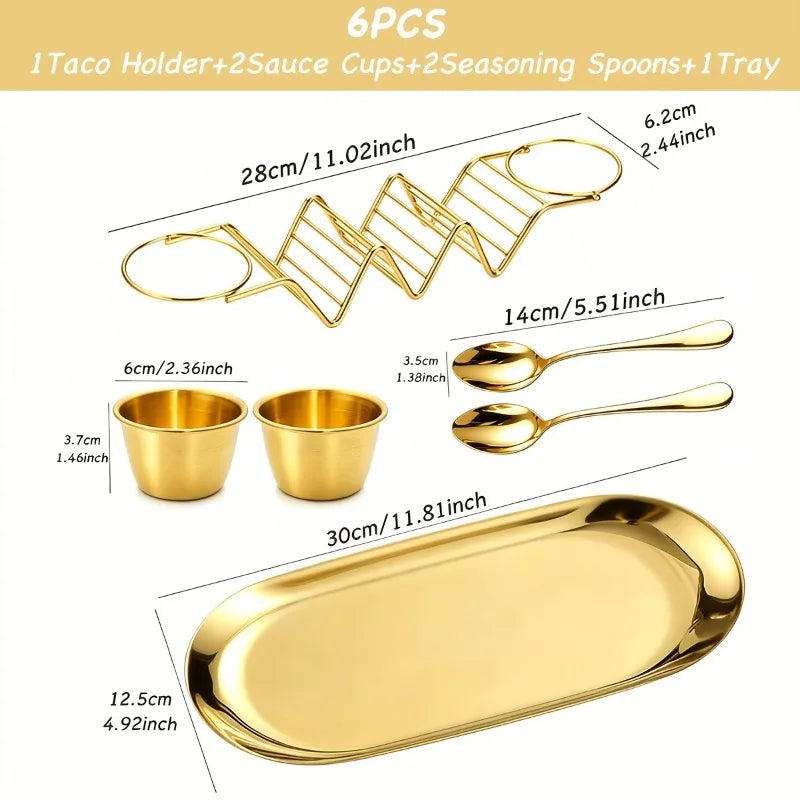 Stainless Steel Taco Serving Utensil Set With Dressing Cups