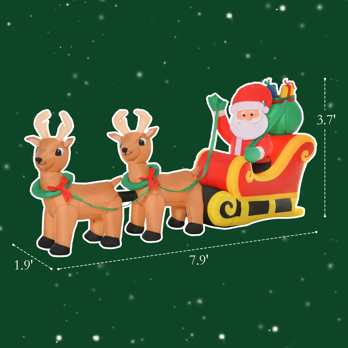 Homcom Inflatable Christmas Santa Claus Sleigh LED Display