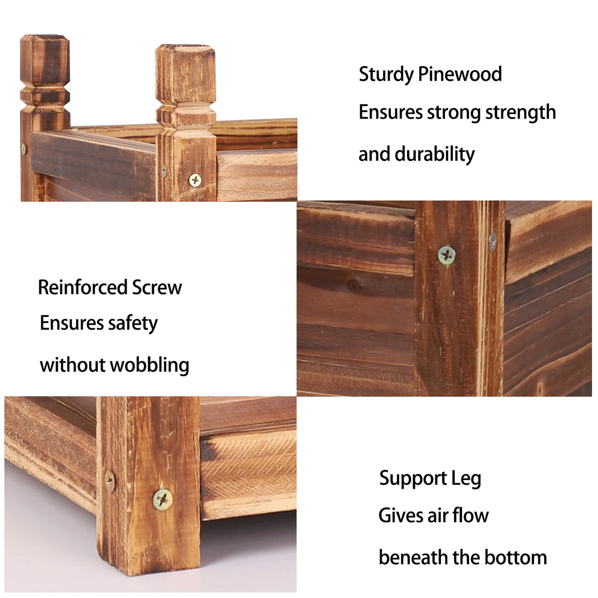 Durable Pine Wood Raised Garden Planter Box For Outdoors