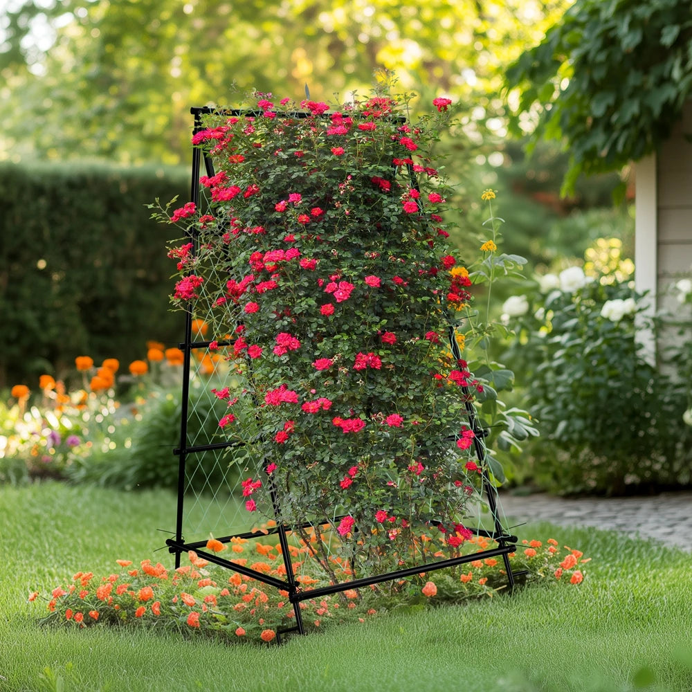 Wisfor A-Shaped Metal Garden Trellis Arch with Netting Vine Support