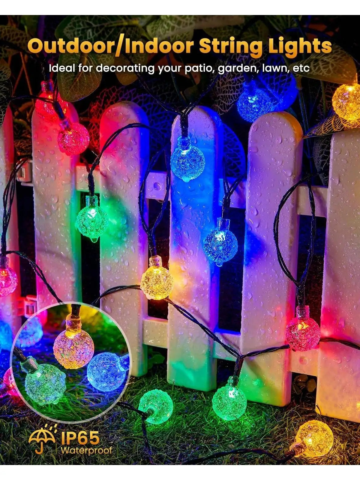 Bhony Waterproof Solar String Lights for Outdoor Garden Decor
