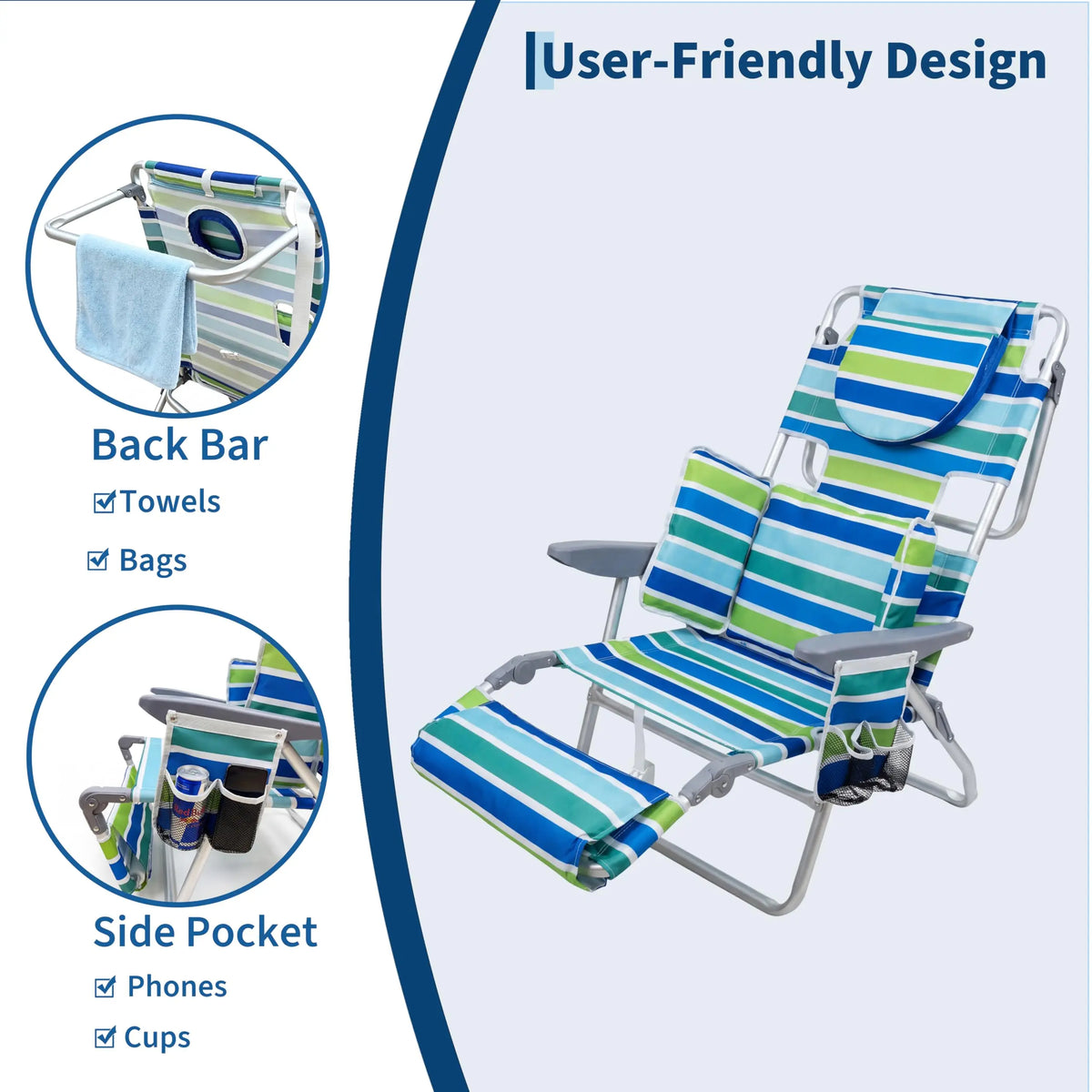 HiMISS Face Down Lounger With Adjustable Footrest Heavy Duty Frame
