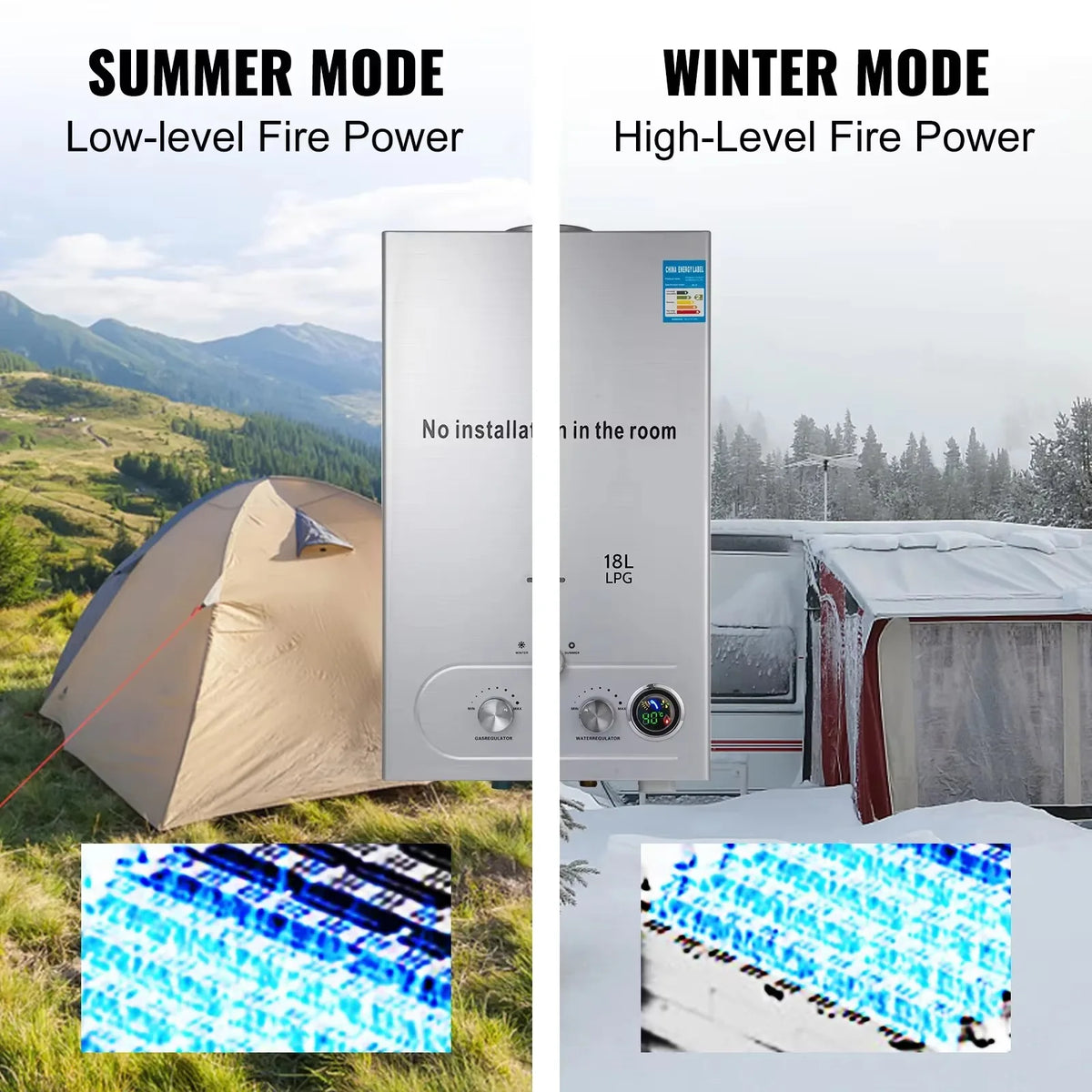 Tankless LPG Gas Hot Water Heater With LCD Control Panel