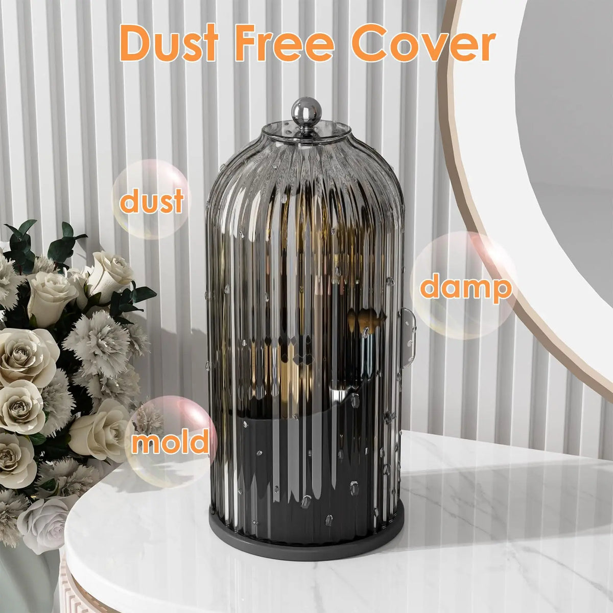 YOOLENS Rotating Makeup Brush Holder With Clear Dustproof Lid