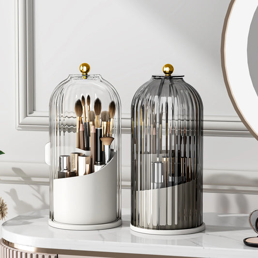 YOOLENS Rotating Makeup Brush Holder With Clear Dustproof Lid