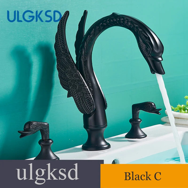 Ulgksd Swan Shape Bathroom Faucet With Crystal Handles