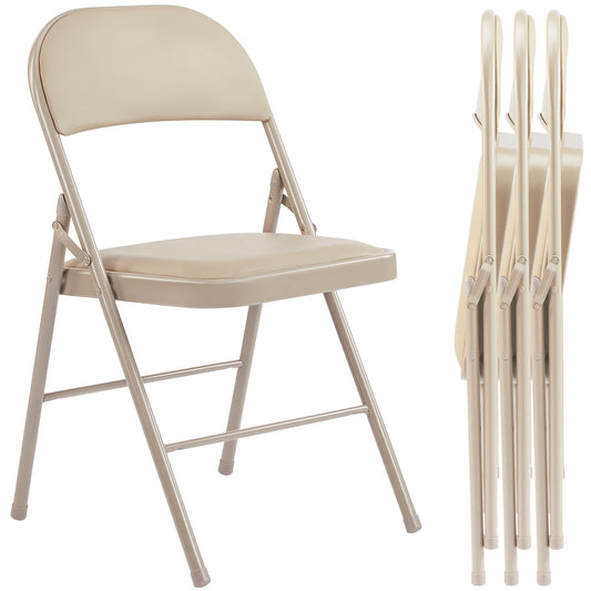 JHK Leather Padded Folding Chair for Home and Office Seating