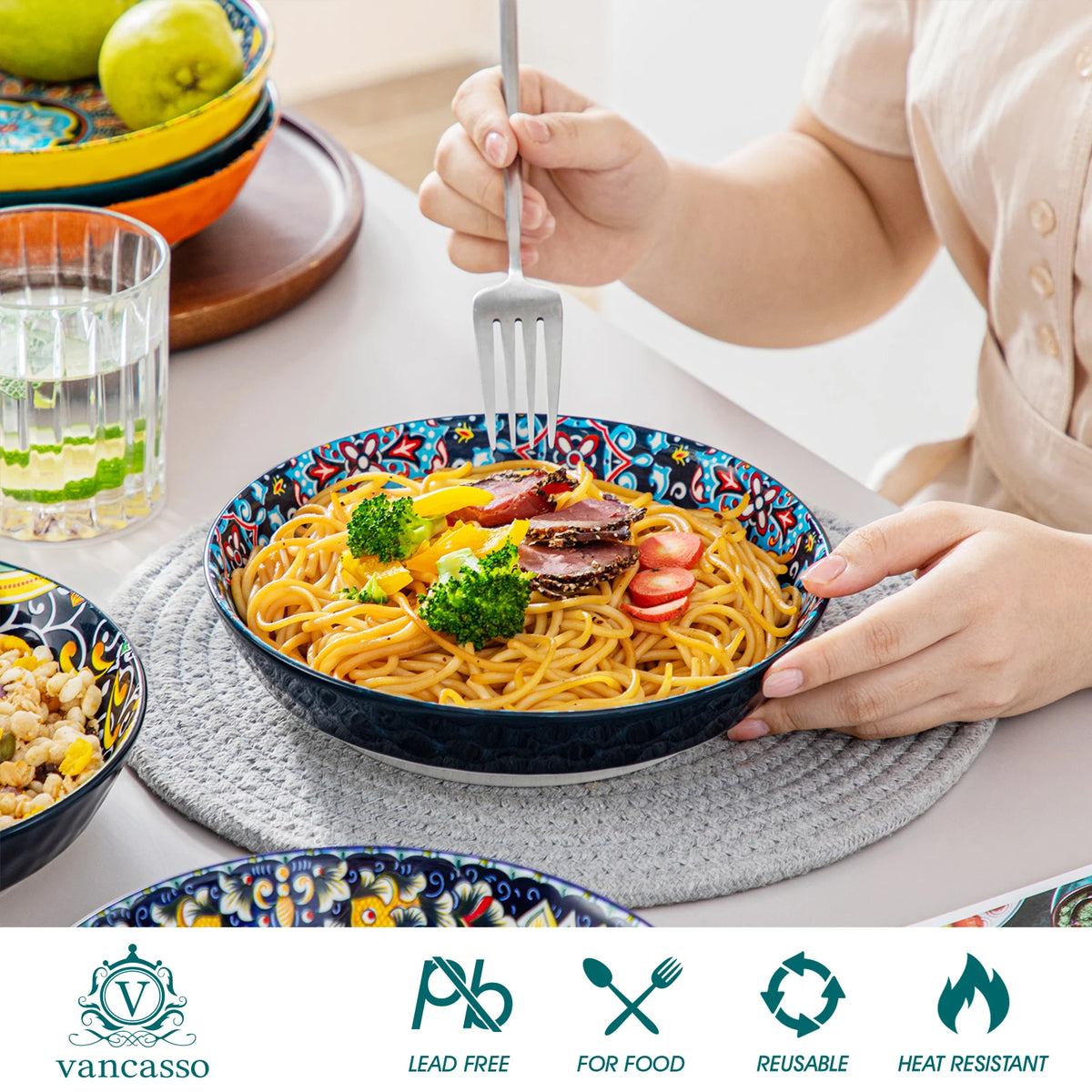 Malacasa Ceramic Bohemian Style Eco Friendly Dinnerware Tableware Set