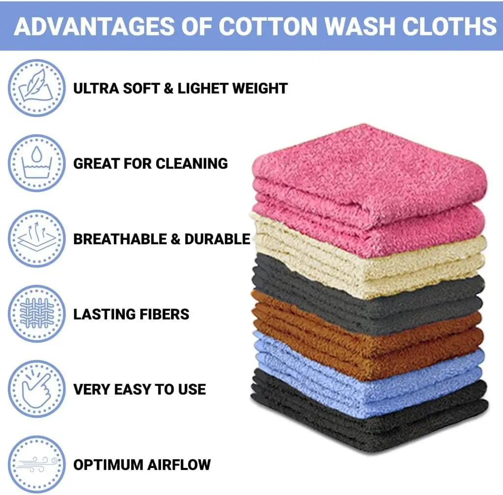 Soft Absorbent Cotton Washcloth Set for Bathroom and Gym Use