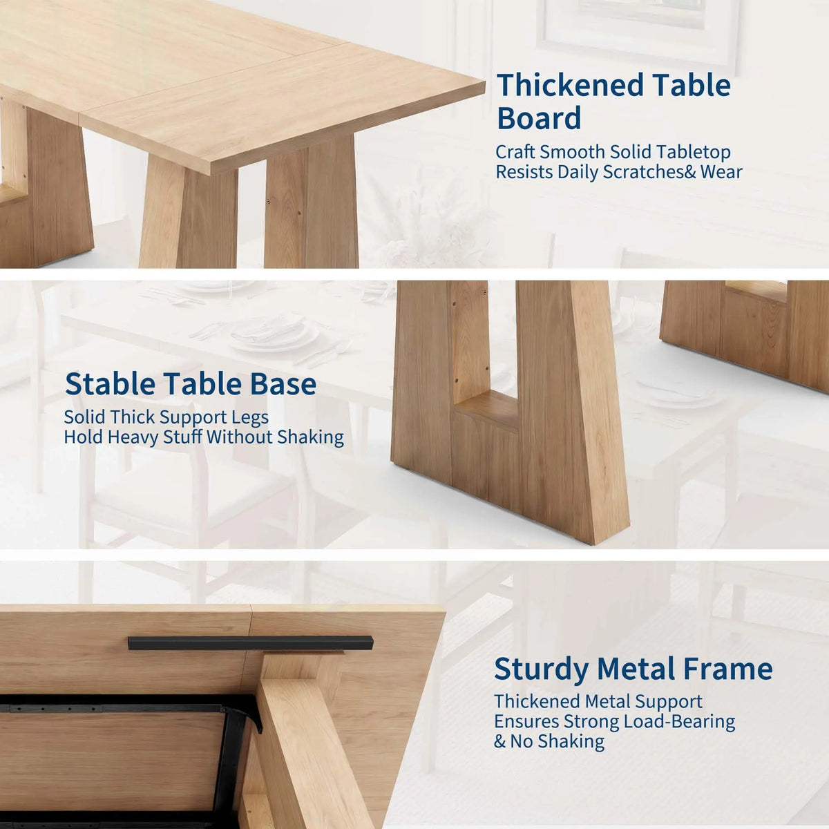 HiMiss Modern Wooden Rectangular Dining Room Table
