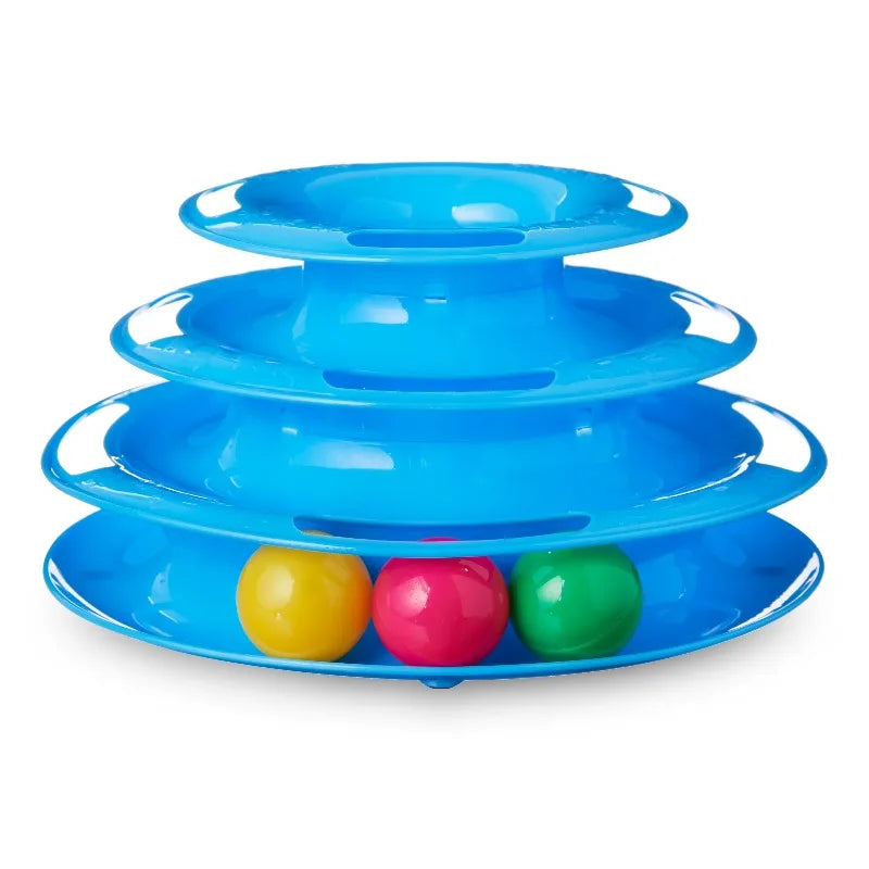 Triple Chase Tower Cat Toy With Robust Waterproof Plastic Construction