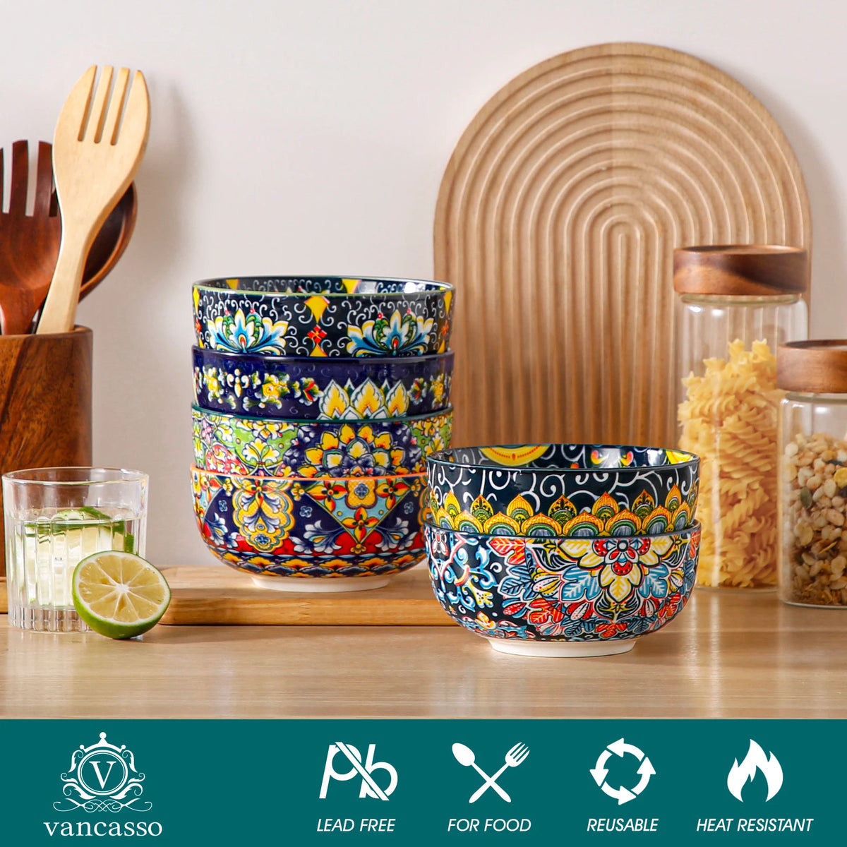 Vancasso Bohemian Ceramic Cereal and Soup Bowls for Everyday Dining