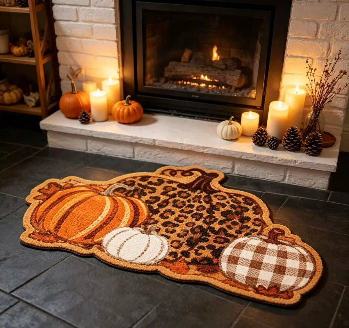 Fall Pumpkin Shaped Non Slip Doormat For Front Door Decoration