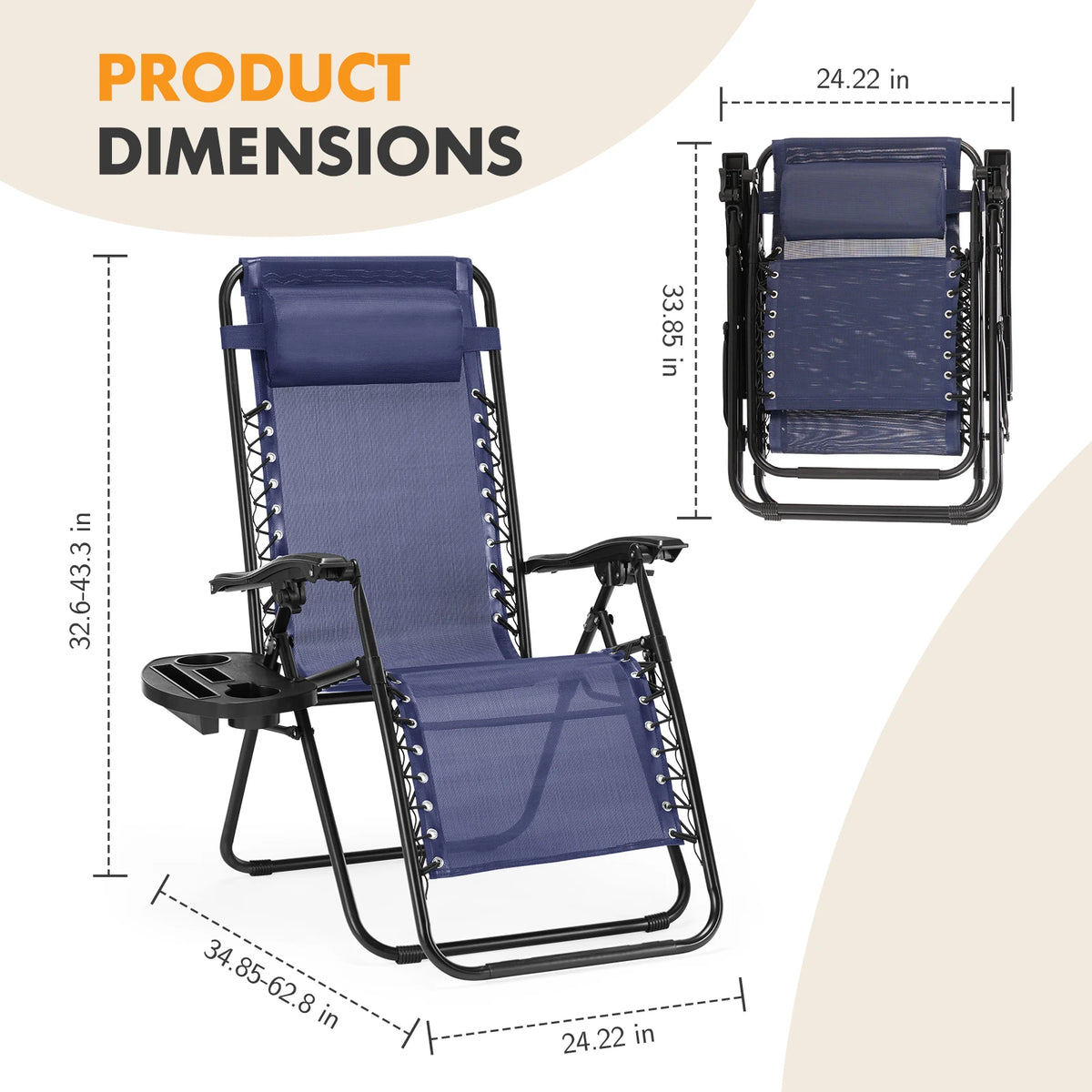 MCQ Zero Gravity Folding Outdoor Recliner Chairs With Cup Holders