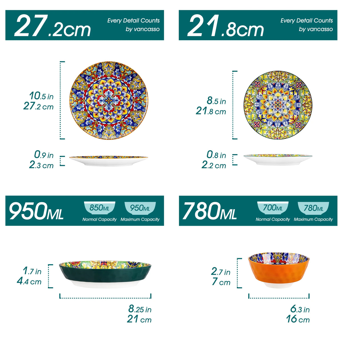 Malacasa Ceramic Bohemian Style Eco Friendly Dinnerware Tableware Set