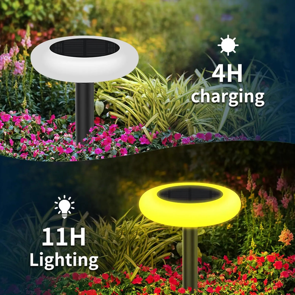 Intelamp Color Changing Solar Pathway Lights for Outdoor Gardens