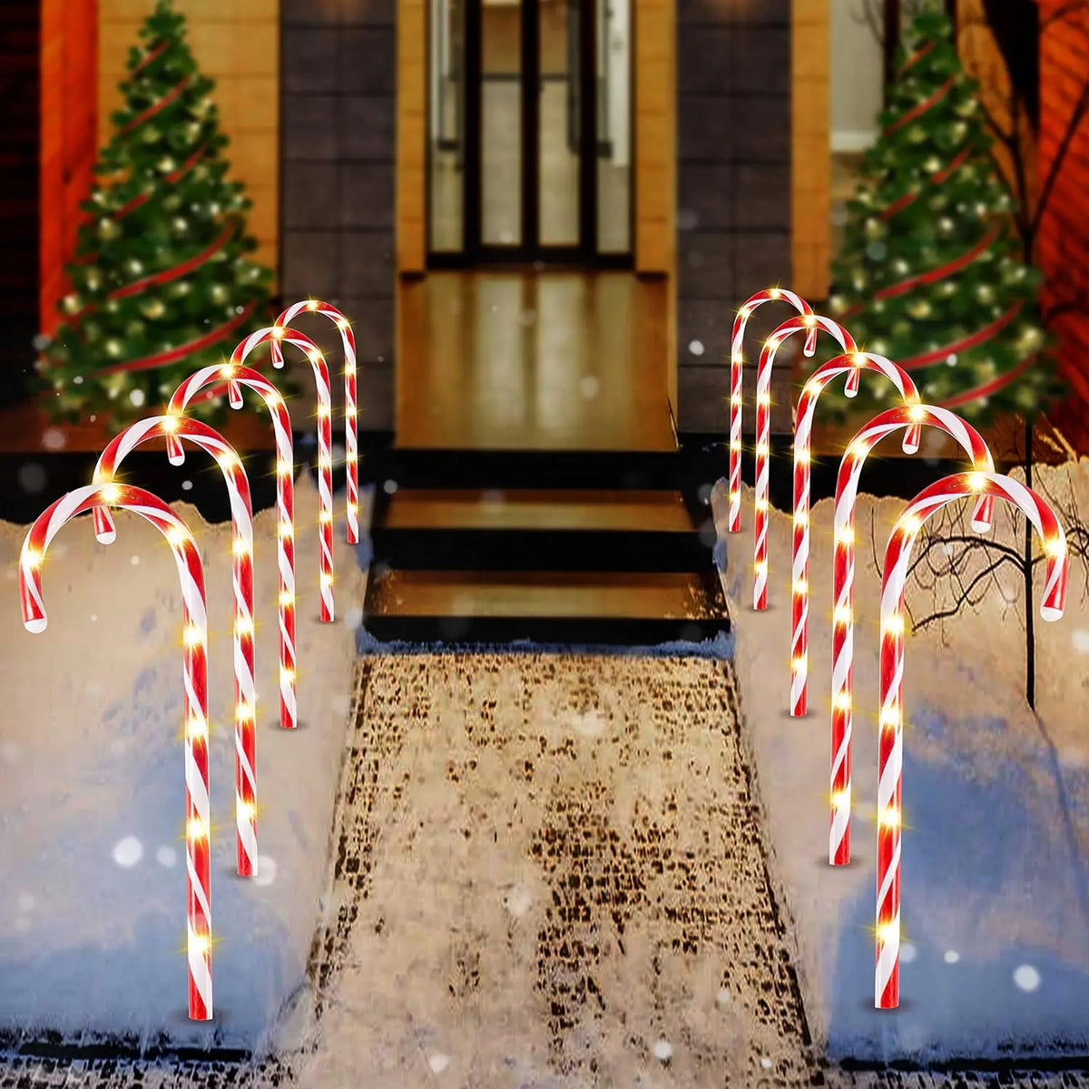 Joyfy Prelit Candy Cane Pathway Markers for Christmas Decorations