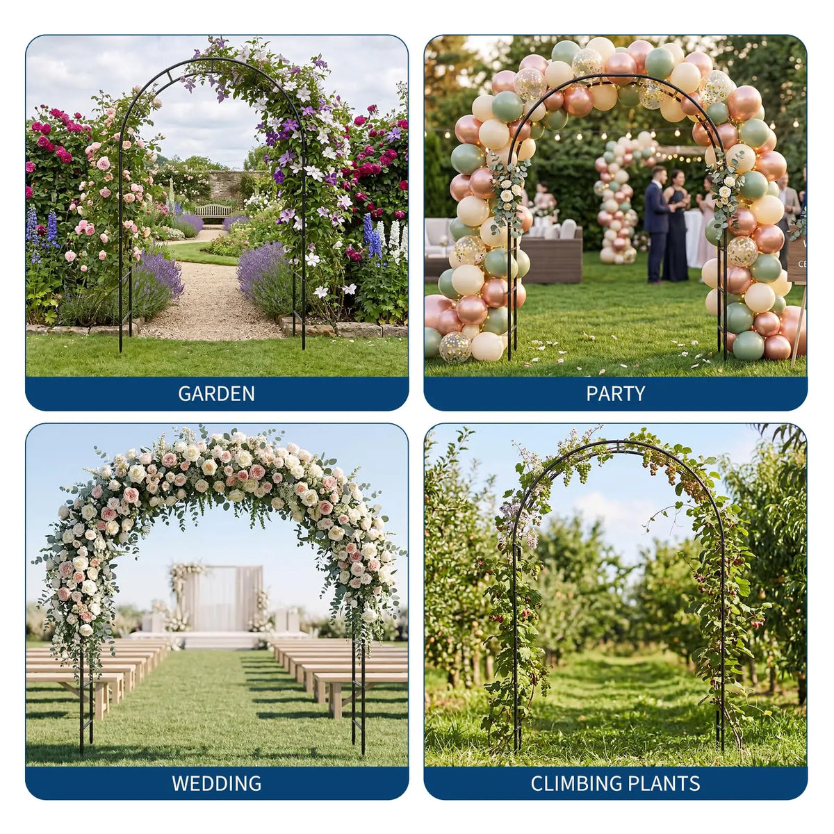 HiMISS Heavy Steel Garden Arch Outdoor Climbing Plant Support