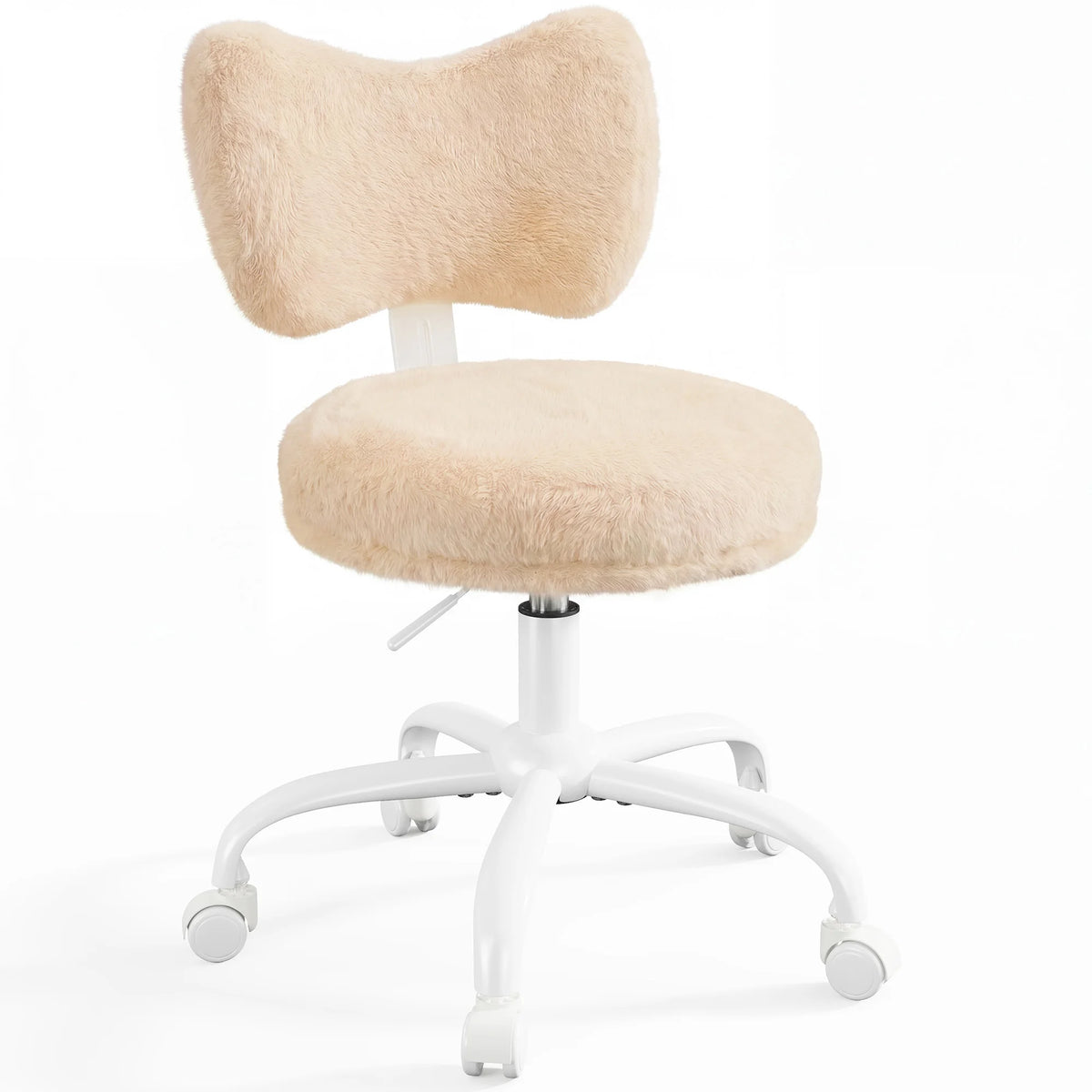 EnHomee Adjustable Faux Fur Vanity Chair With Rotating Base