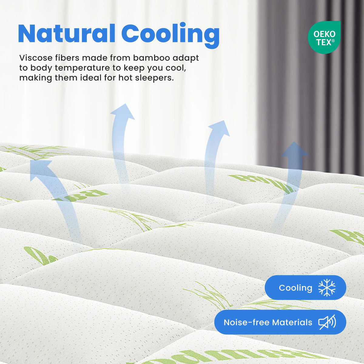 MCQ Bamboo Viscose Cooling Mattress Topper With Stretchable Pockets
