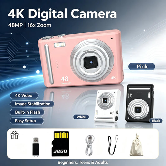 4K Digital Camera With Autofocus, 48MP Vlogging And 16X Zoom