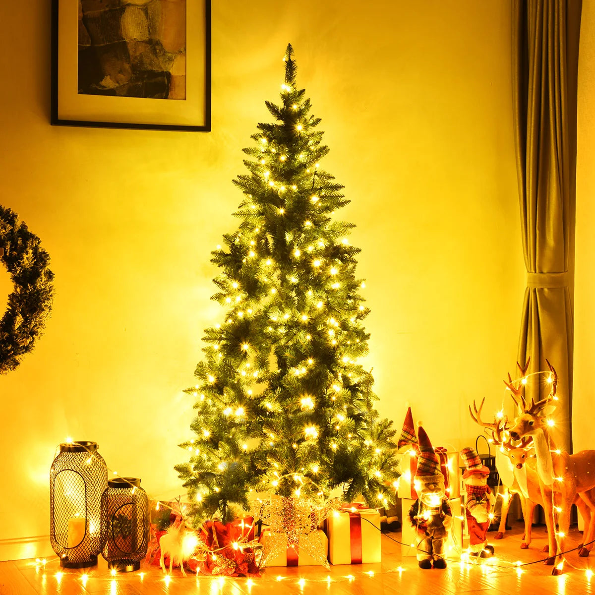 LIFEZEAL Half Christmas Tree For Indoor Wall And Corner Decoration
