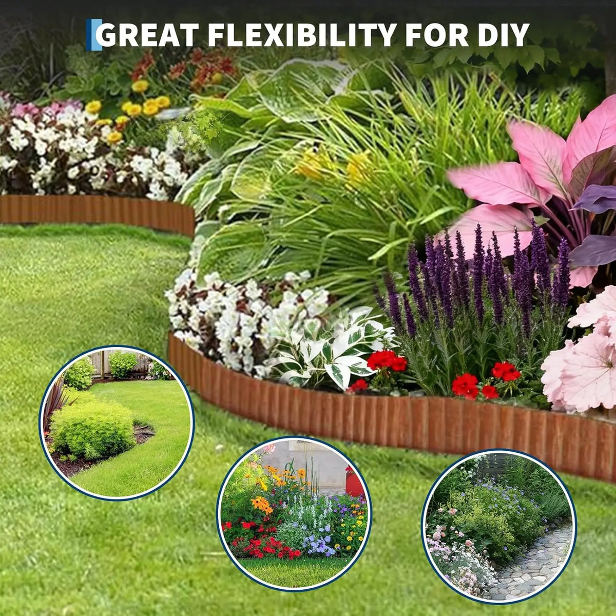 HiMISS Corrugated Galvanized Steel Garden Edging Border