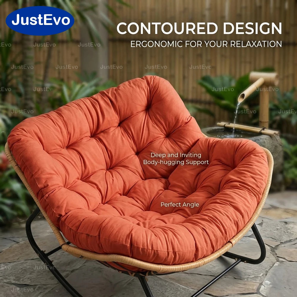 Outdoor Rocking Papasan Chair With Metal Frame And Soft Cushion