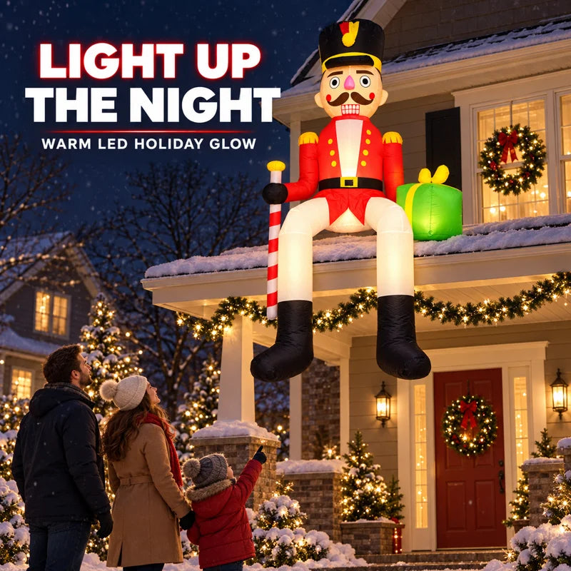 LED Inflatable Nutcracker Soldier Outdoor Yard Decoration With Candy Cane