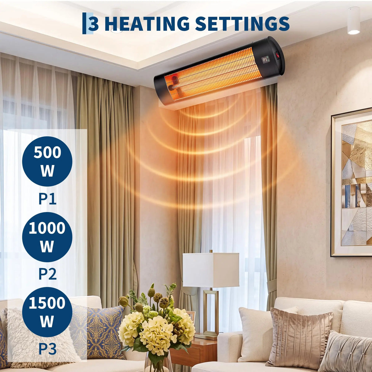 HiMISS 1500W Carbon Fiber Infrared Wall Mount Patio Heater