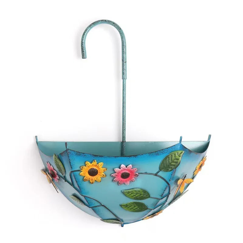 Umbrella Shaped Wall Mount Iron Decorative Hanging Plant Stand