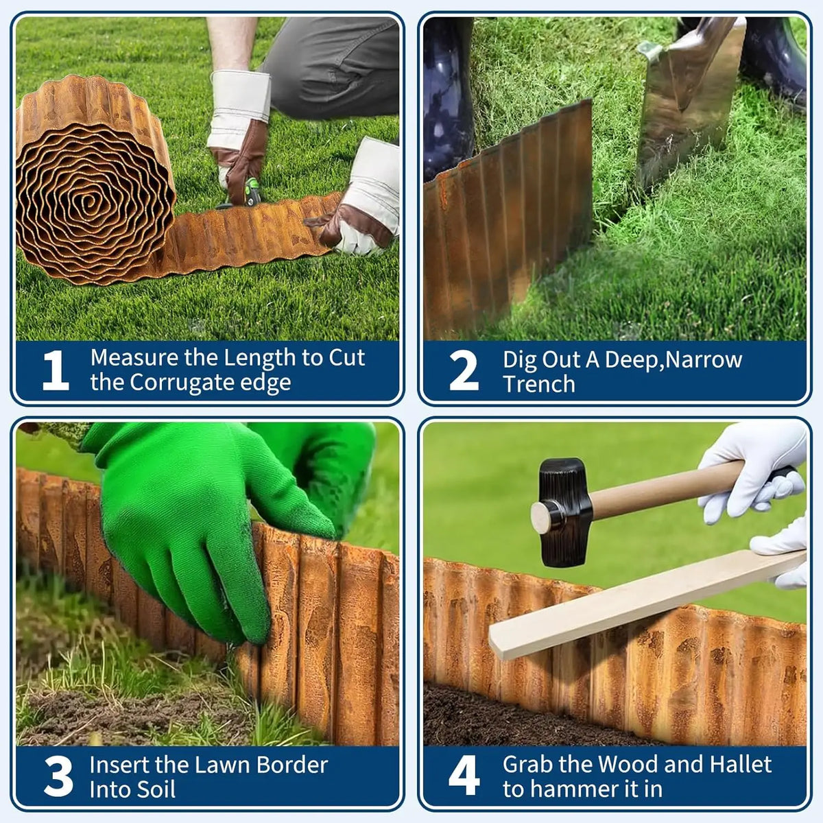 HiMISS Corrugated Galvanized Steel Garden Edging Border