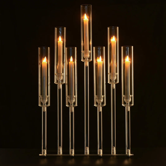 Vincigant Seven Arm Acrylic Candelabra For Elegant Table Decor