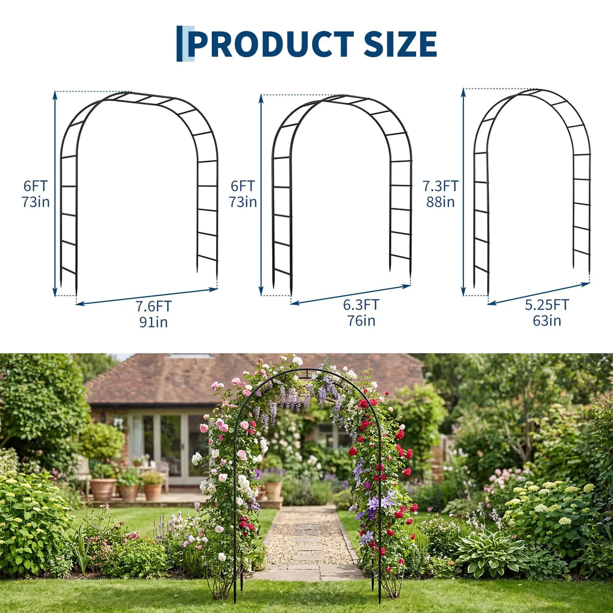 HiMISS Heavy Steel Garden Arch Outdoor Climbing Plant Support
