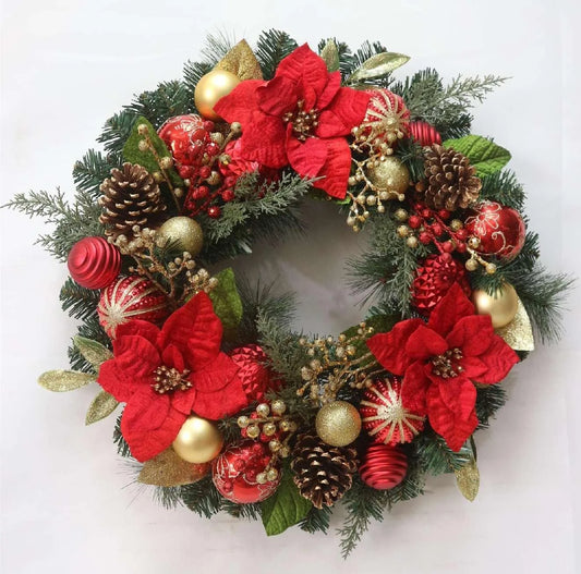 Lighted Christmas Wreath With LED Balls for Outdoor Door Decor