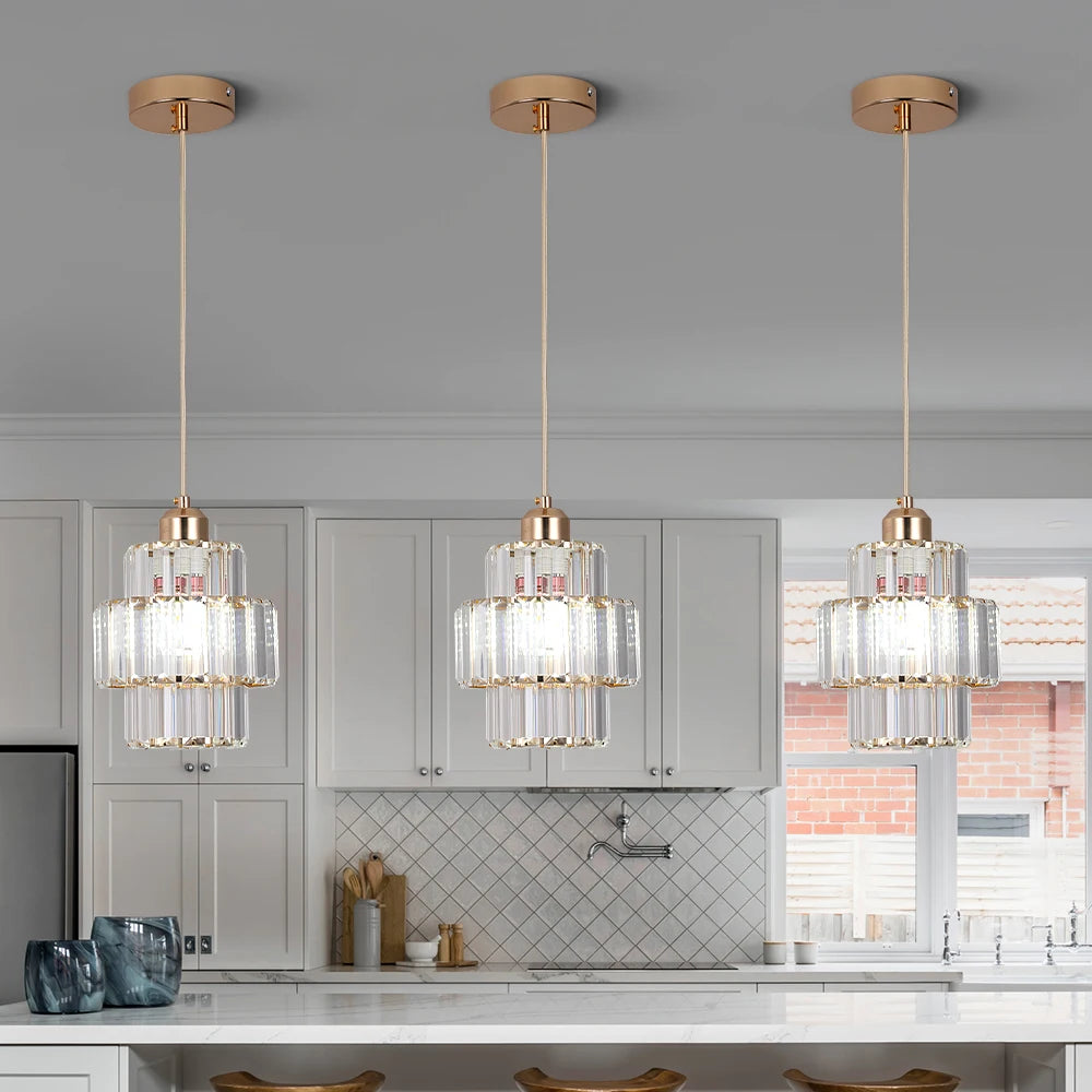 Vetrulus Modern Crystal Pendant Light Hanging Ceiling Home Decor Fixture