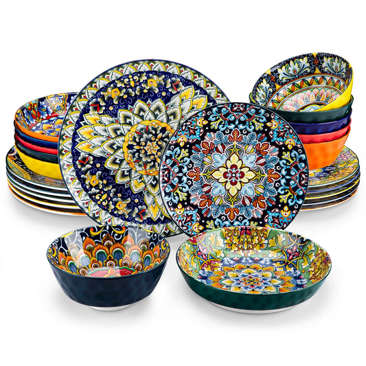 Malacasa Ceramic Bohemian Style Eco Friendly Dinnerware Tableware Set