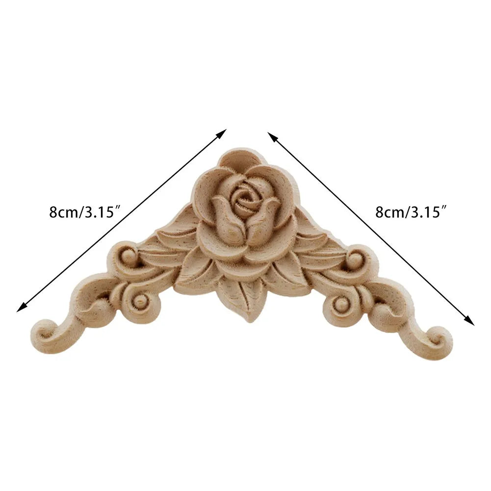 Natural Floral Wooden Carved Corner Appliques For Furniture