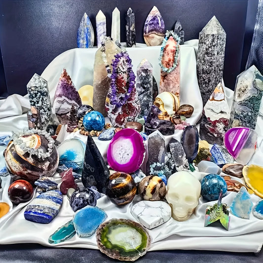 CrystalHola Mixed Crystal Gift Box Featuring Stones Carvings And Decor