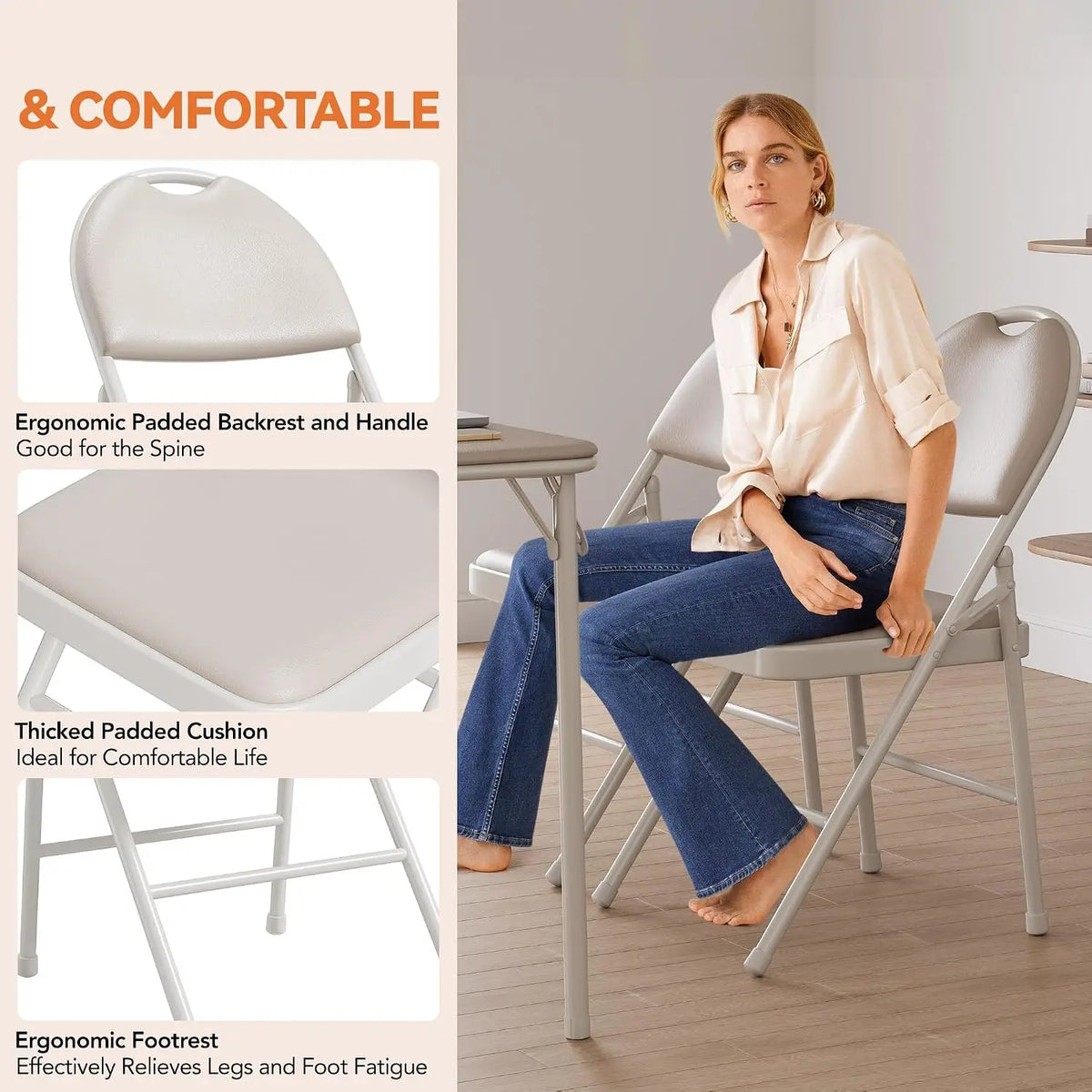 Garvee Cushioned Metal Folding Chair For Indoor And Outdoor Use