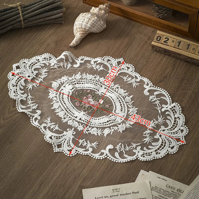 French Style Retro Lace Placemats And Coasters For Dining Table