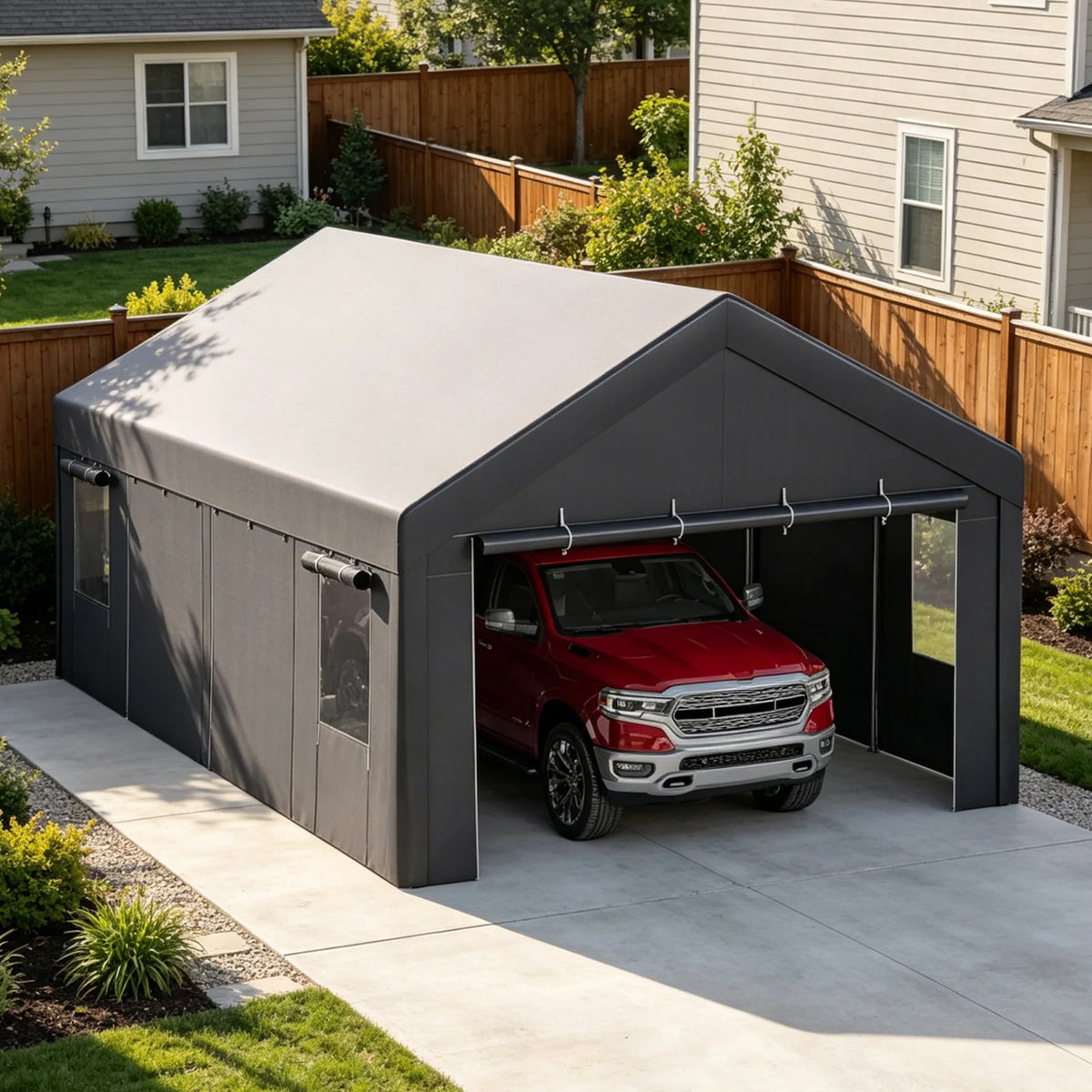 HiMiss Heavy Duty Portable Carport Canopy Shelter With Removable Sidewalls