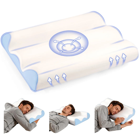 JHK Ergonomic Contour Memory Foam Pillow With Cooling Washable Cover