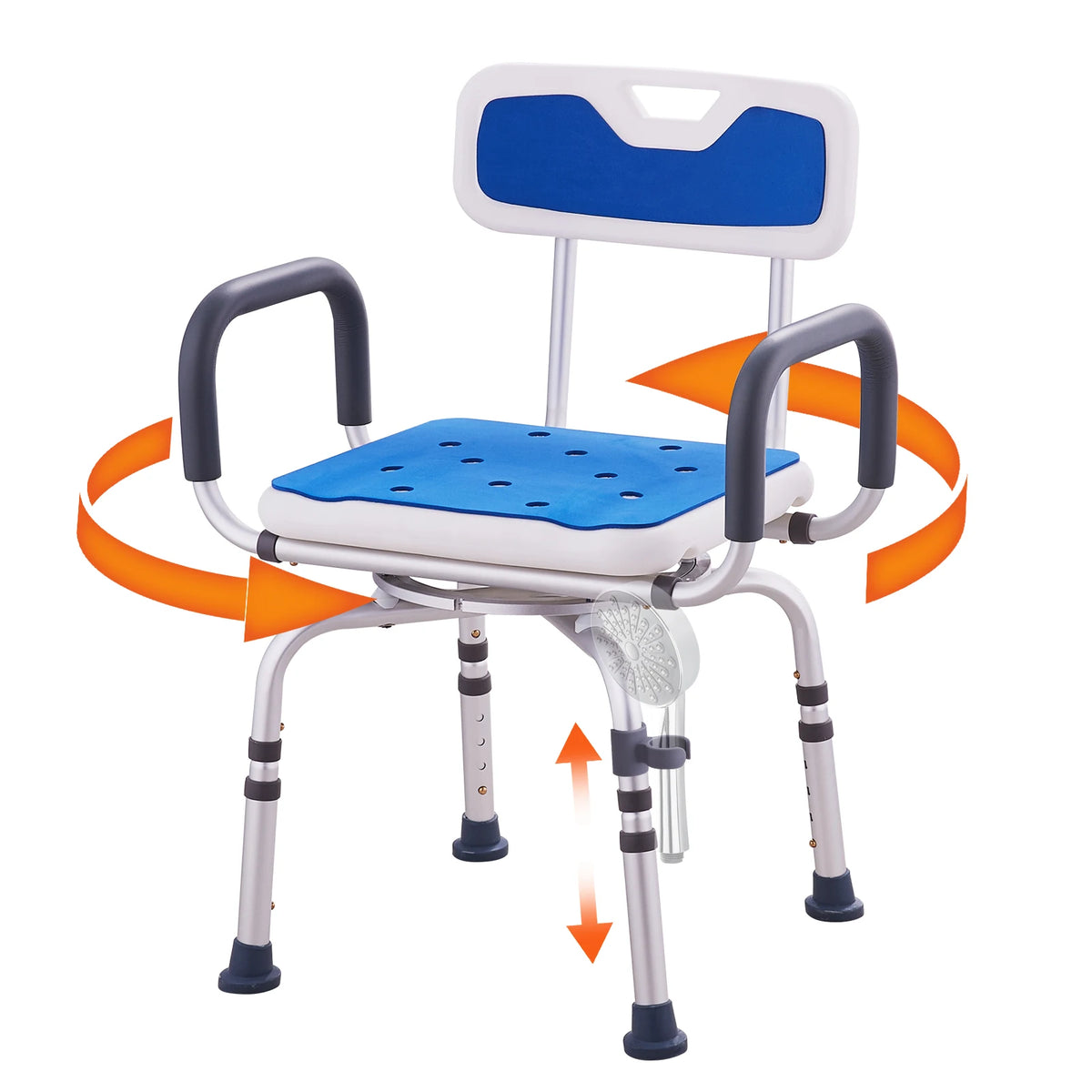 SucceBuy 360 Degree Swivel Shower Chair With Armrests And Backrest